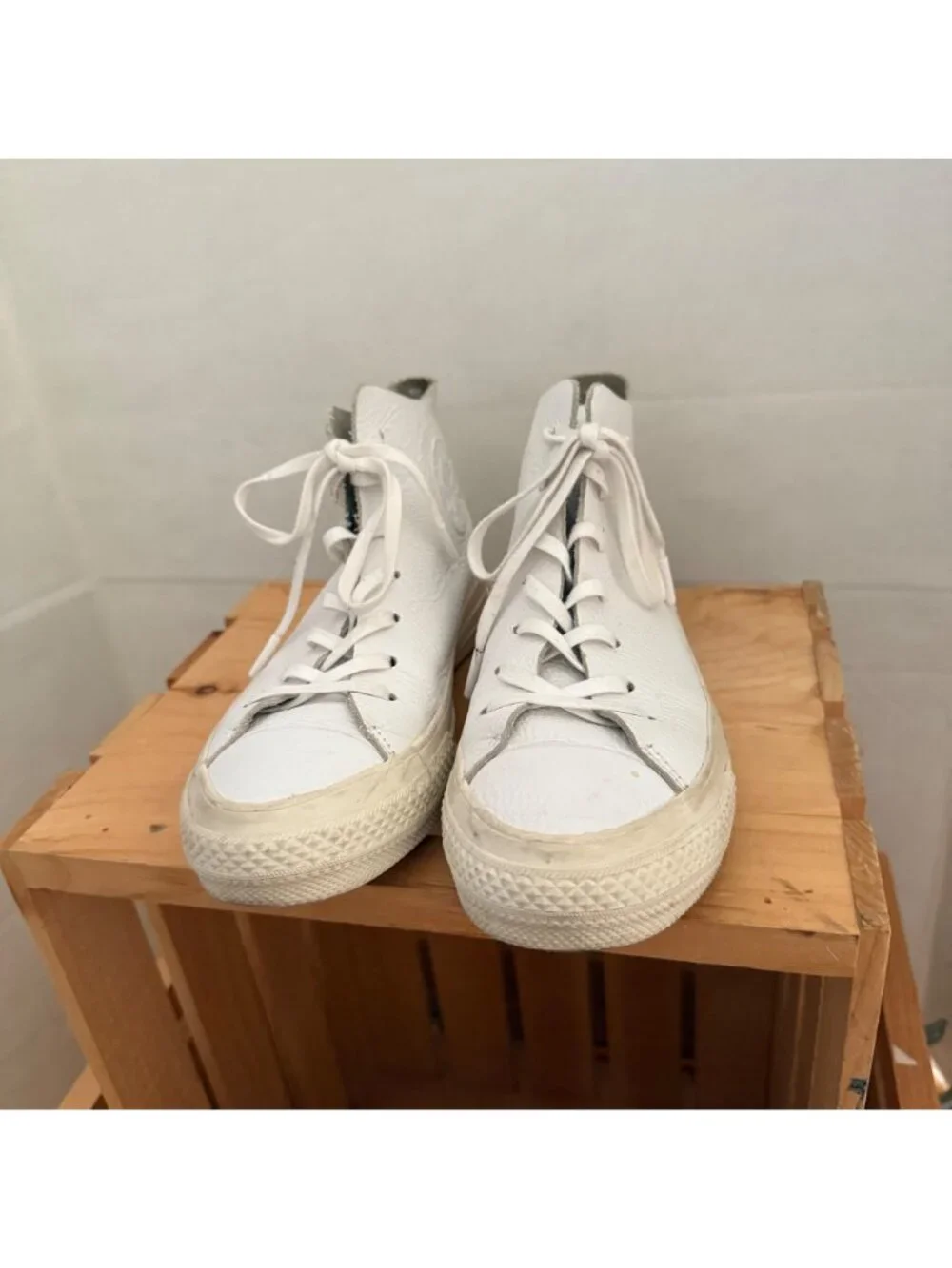 Converse Chuck Taylor All Star Mens Size 5 White Leather Prime Hi Top Sneakers - Picture 5 of 15